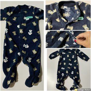 Carter's Fleece Onsie w Snaps Blue Puppies Footies